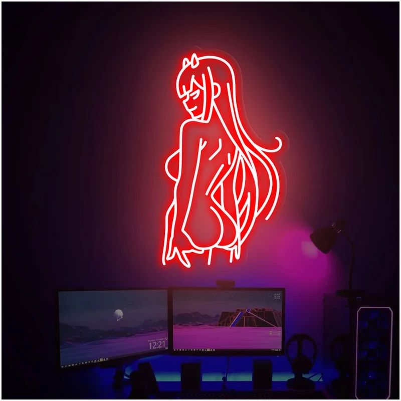 Custom ZERO TWO Neon Sign Anime Girl Led Neon Light Logo Led Visual Bar Wall Light Up Sign Decor Neon Lamp for Room