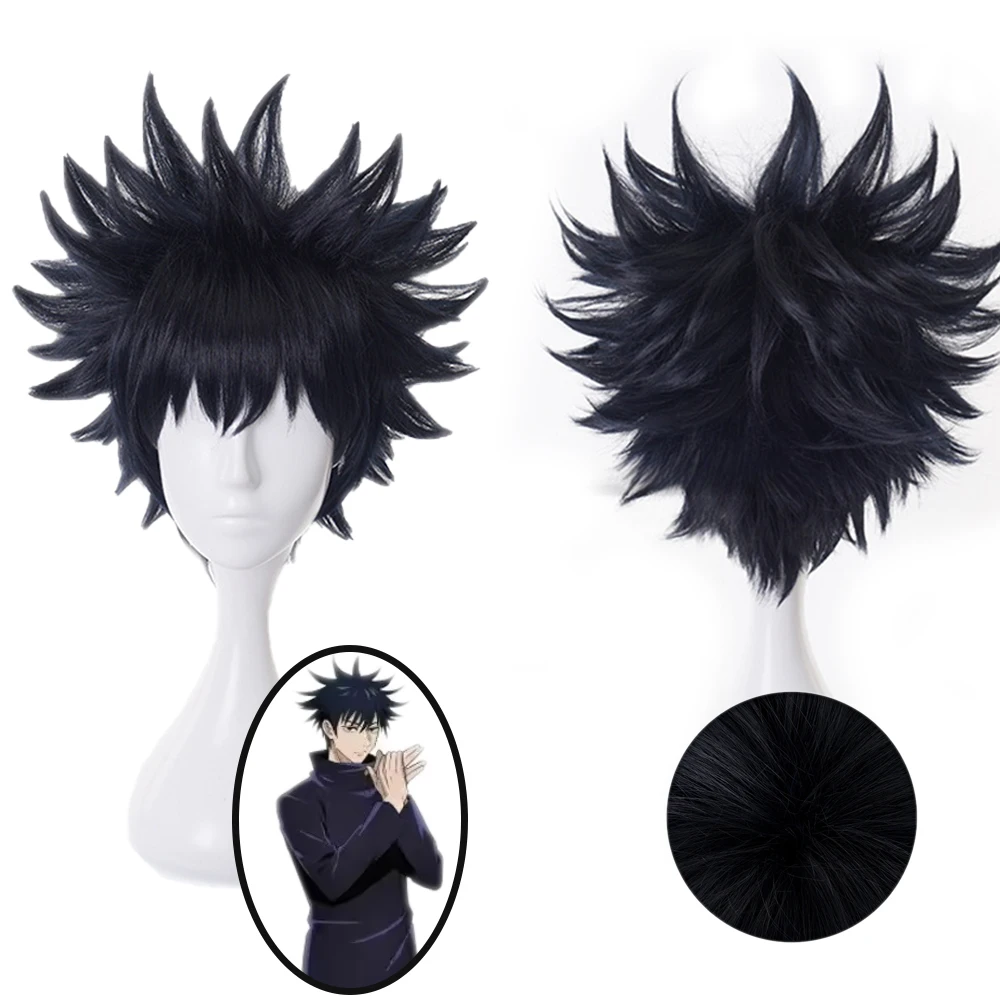 Megumi Fushiguro Cosplay Wig Short Blue Black Heat Resistant Synthetic Hair Wig For Halloween Party Role Play