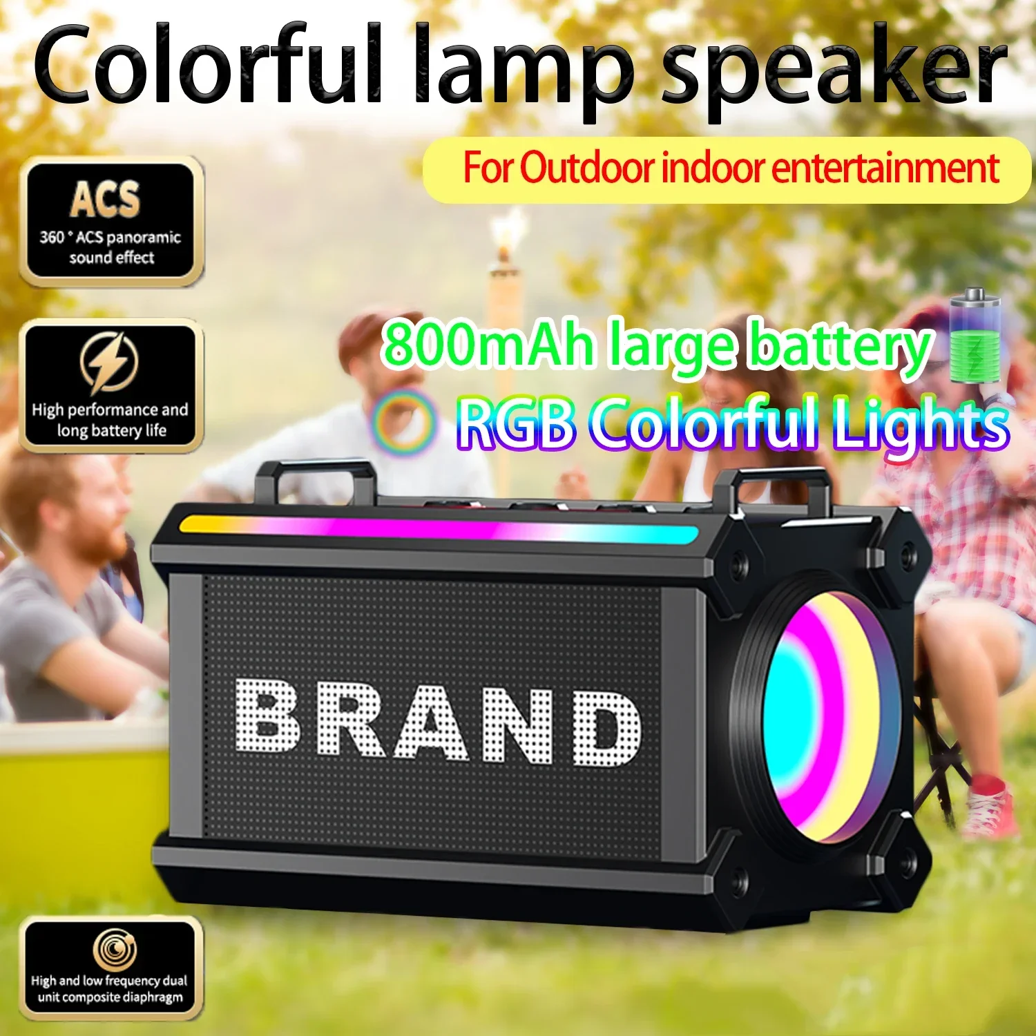 Altoparlanti Bluetooth ad alta potenza Subwoofer esterno portatile Sistema audio surround 3D Supporto TF Card Chiamata vocale Caixa De Som