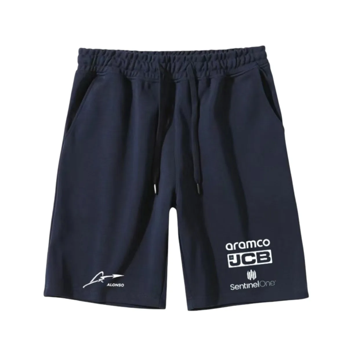 Aston Martin printed casual shorts, with a loose fit, sporty style, three-quarter length, suitable for young people's summer fas