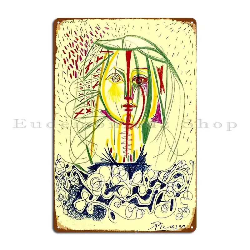 Francoise Vintage 1946 Portrait Print Metal Sign Design Rusty Plaques Club Printing Tin Sign Poster