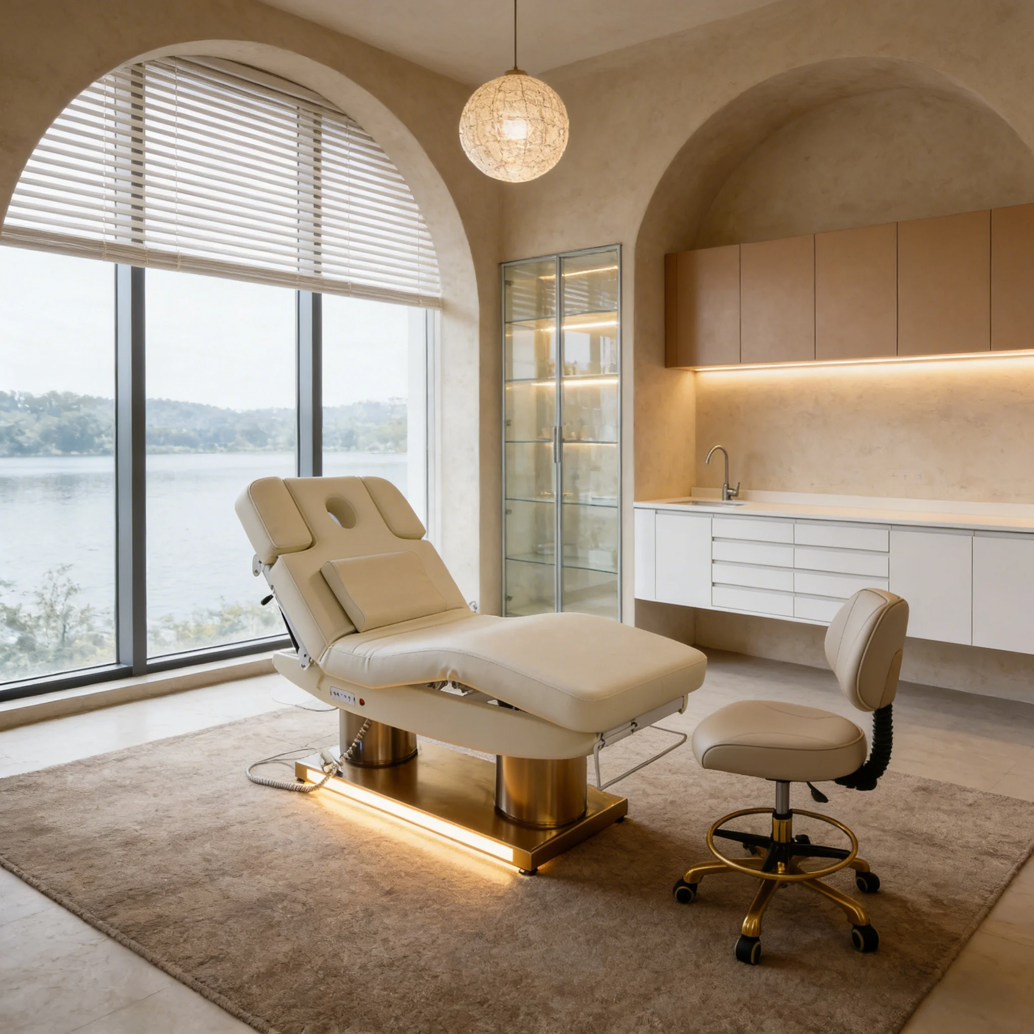 

Electric Facial Bed with 4 Motors, Heating Adjustable Massage Table, Heavy Duty Steel Base, 250kg Load Spa Bed for Beauty Salon