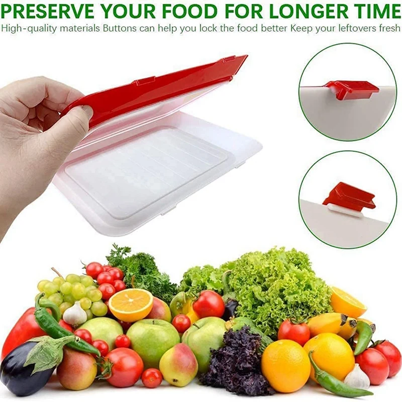 2X Food Plastic Fresh-Keeping Tray Stackable Food Tray Reusable Creative Food Fresh-Keeping Tray