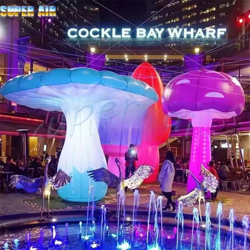 装飾用の送風機付きの巨大な照明装飾新しいスタイルの黄色のインフレータブルキノコ