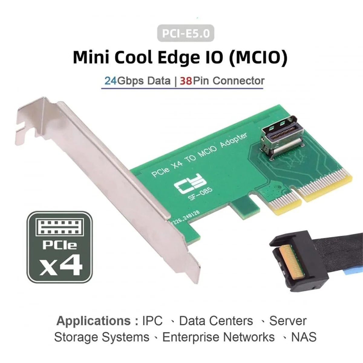 PCI-Express Kaart 5.0 4.0 4X naar MCIO Mini Cool Edge IO Vrouwelijke Host Adapter voor PCIe Nvme U.2 SSD Adapter Kaart