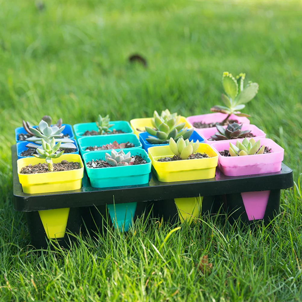

48Pcs Small Plastic Plant Pots Frosted Nursery Containers for Indoor Garden Succulents Square Flower Pot Drainage Holes
