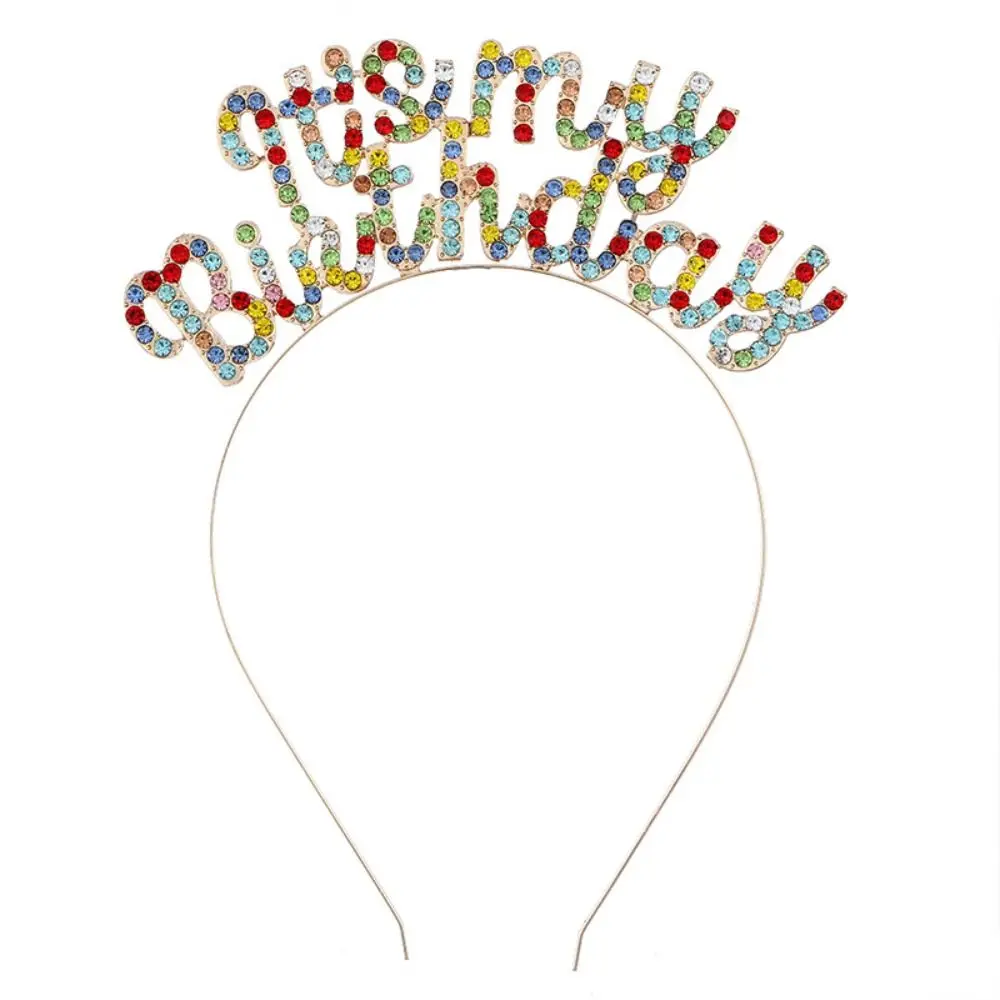 It\'s My Birthday Headband For Women Girls Diamond Letter Hair Hoop Crown Decoration Party Dress Up Birthday Hairbands