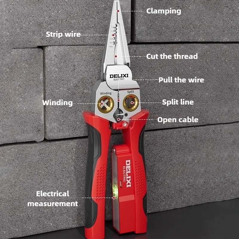 8In1 Voltage Measuring Pliers Multi-function Electrician Wire Stripper Electric Pen Voltage Tester Pliers Waterproof Cutter Tool