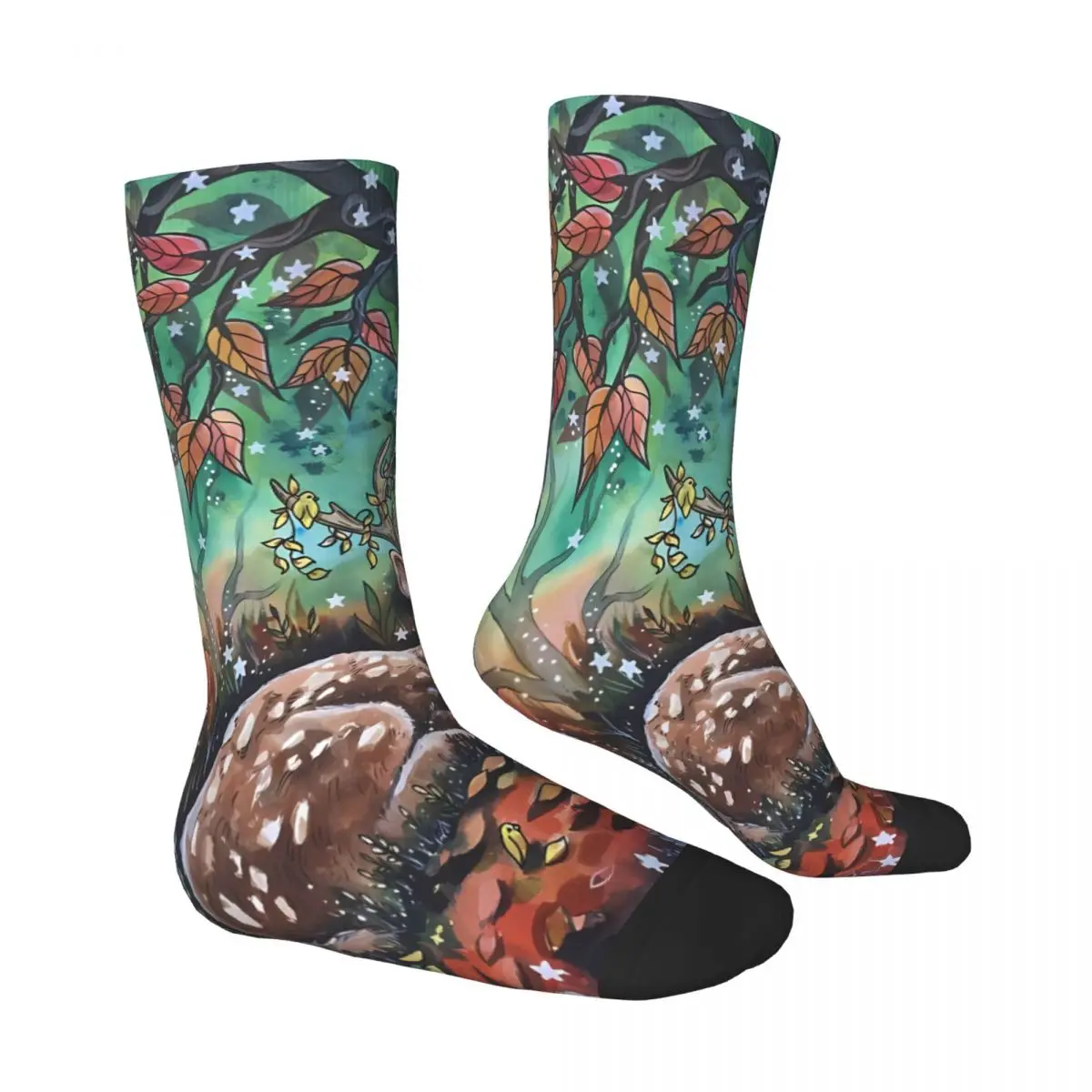 Elk impresso poliéster meia, Homem, Homem