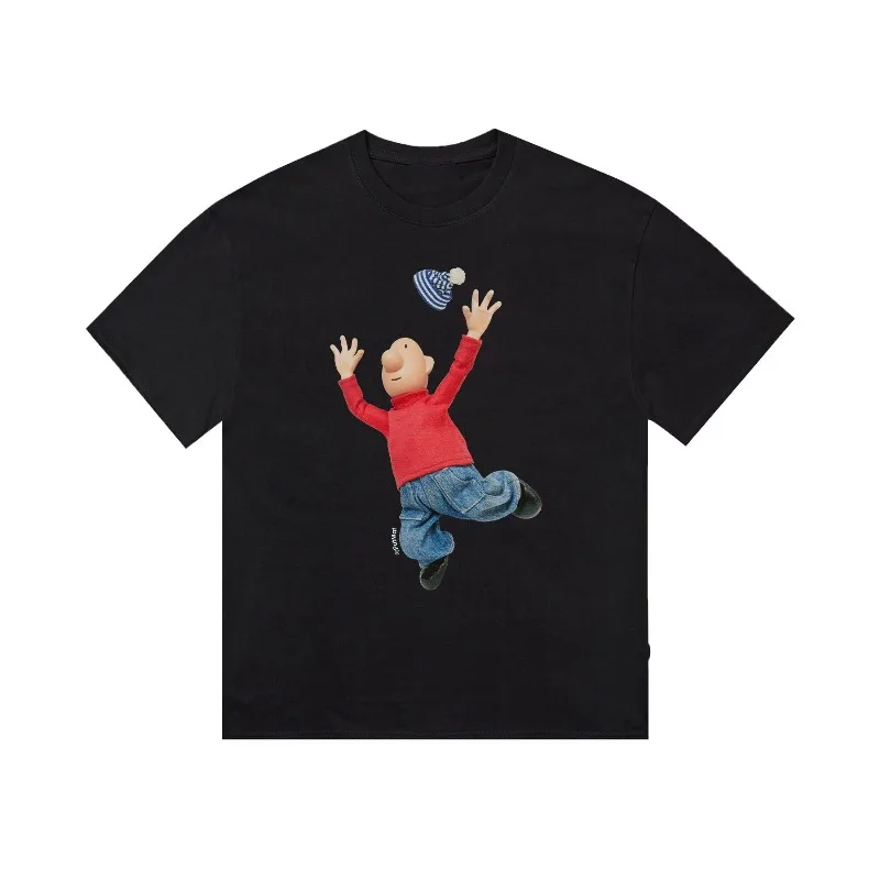 Fun Cartoon Character Pure Cotton Printed Men's and Women's Loose Casual Short Sleeved Summer New Personalized Fashion T-shirt