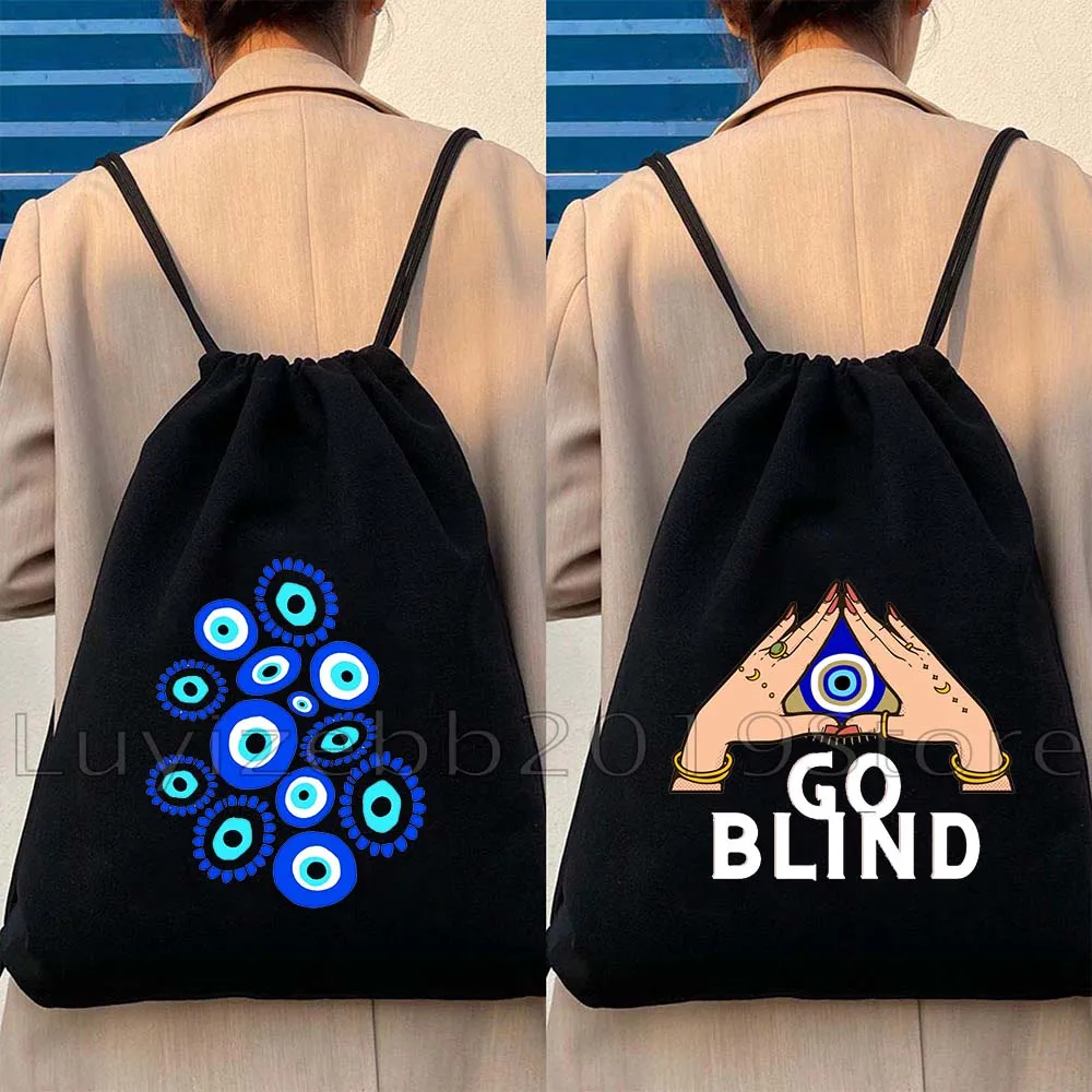 

Greek Nazar Evil Eyes Gifts Pearl Love Heart Lotus Flower Graffiti Sun Rays Canvas Drawstring Bags Soccer Backpack Gym Sackpack