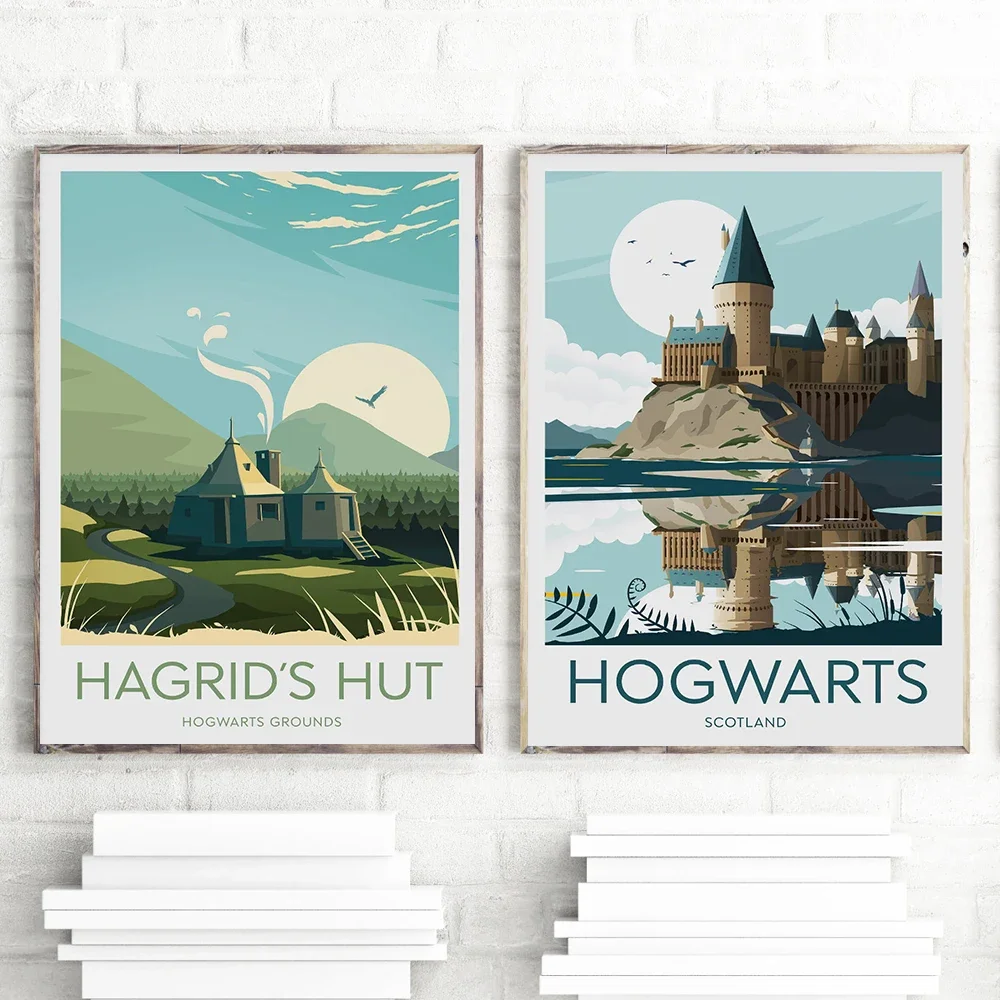 Film Aesthetics Wall Art Hogwarts Castle Sun HD Oil on Canvas Posters and Prints Home Bedroom Living Room Decoration Gifts