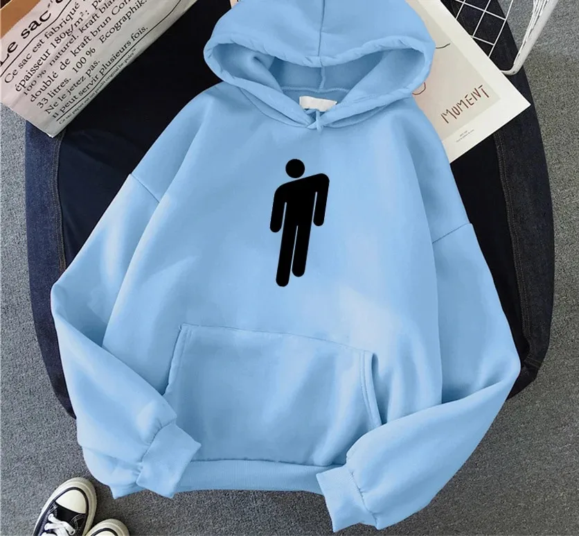 2024 New fashion Women\'s cotton hooded sweatshirt casual wool sweater unisex streetwear Y2K rapper Billie Hip Hop Eilish