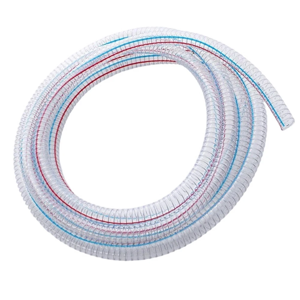 Flexible Clear PU Spiral Hose with Integrated Steel Wire for Vacuum Applications 2m 5m 10m Length 75 PSI Rated