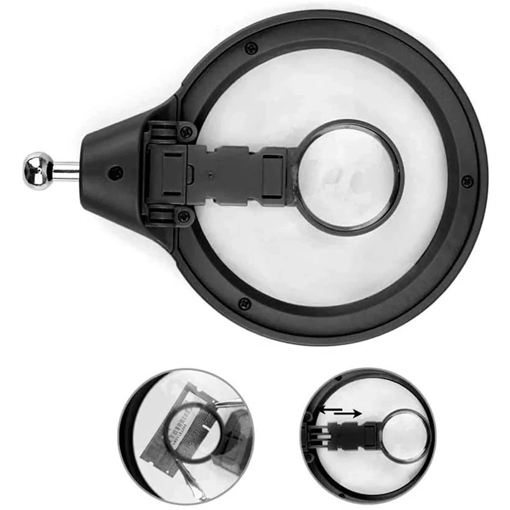 LED 3-in-1 Magnifying Glass with Loupe Magnifier, Auxiliary Clip, and Soldering Iron Holder Station for Welding LK-AA82