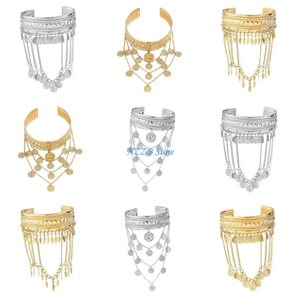 

T21F Модный металлический браслет со съемными цепочками, унисекс, ювелирные изделия, подарок, золото, серебро