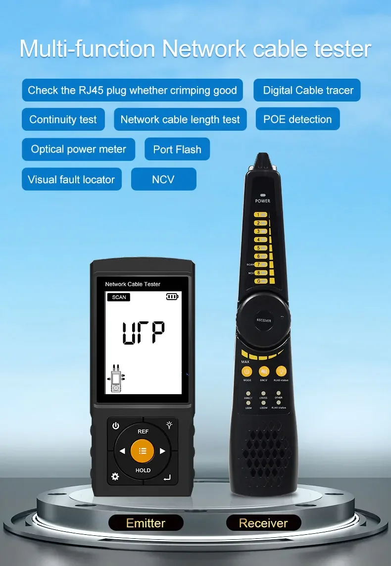 Tahlitech 3" LCD Network Cable Tester Wire Tracker PoE Current Length cabl RJ45 Cable Tracker multifunctional tester Tool