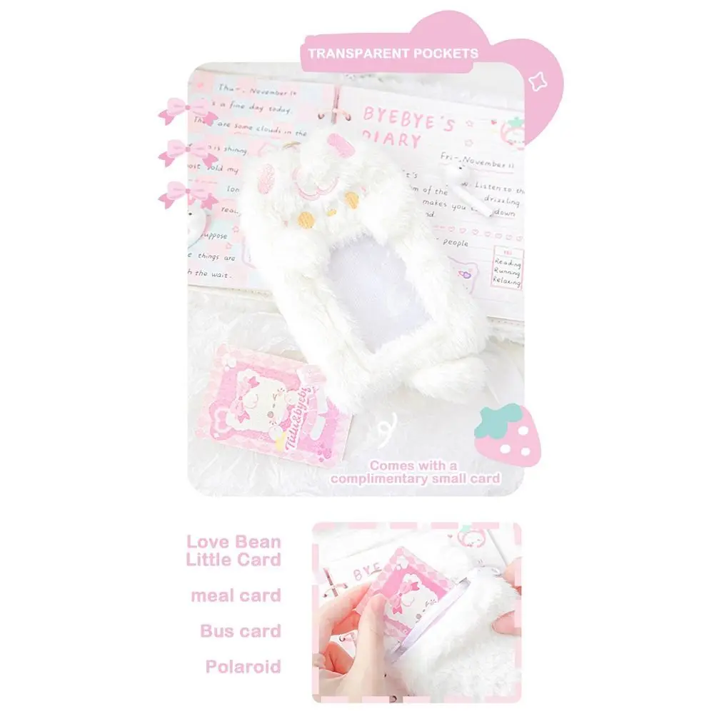 Trendy with Keychain Cat Dog Kpop Photocard Holder Cute Kawaii Idol Goo Postcard Holder Soft Student ID Card Cover view 6