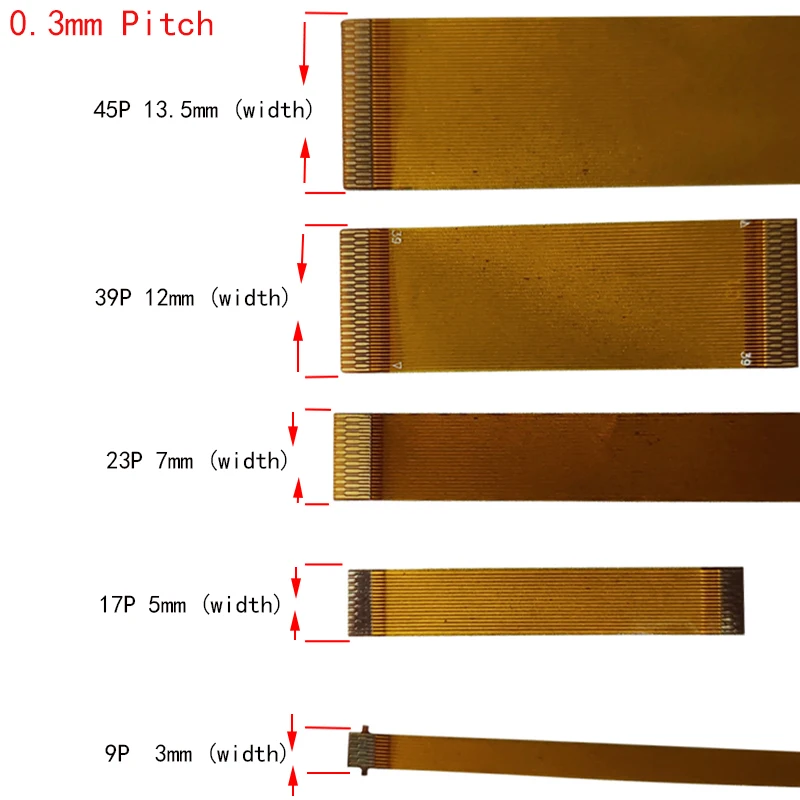 Fpc Ffc Line Lvds Wire Connector 0.3mm Pitch Mipi Ribbon Flexible Flat Cable 23pin 25pin 31pin 35pin 39pin 45pin 51 Pin Type A/b
