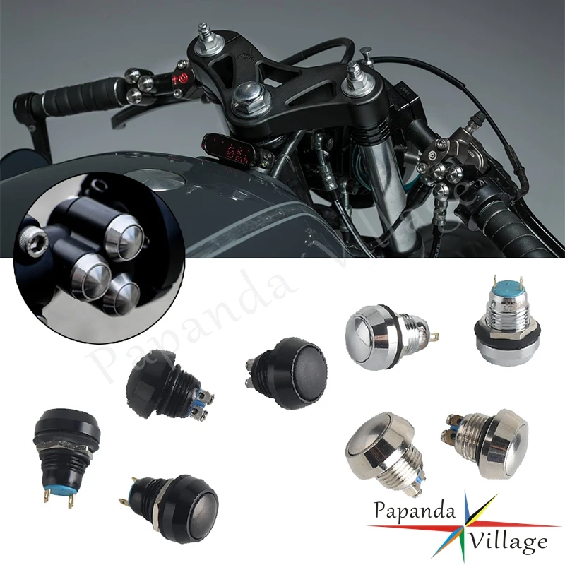 Motorcycle 12mm Self-Locking Momentary Latching Switch Horn Engine Power Start Kill Switches For Harley Yamaha Honda Cafe Racer