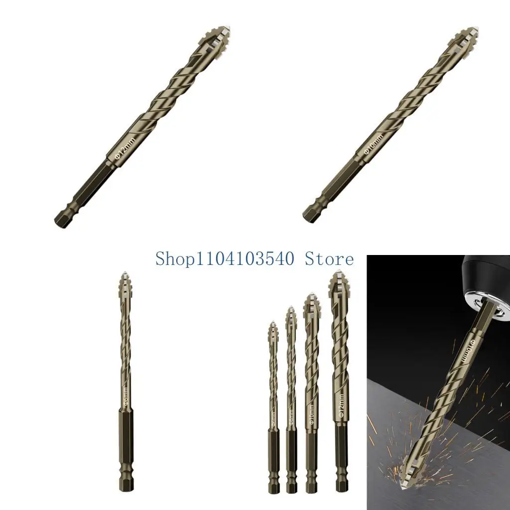 02dc Tile Glass Drill Bit High Four Barges Esscentric 4 Flutes Bit 6-12 mm.