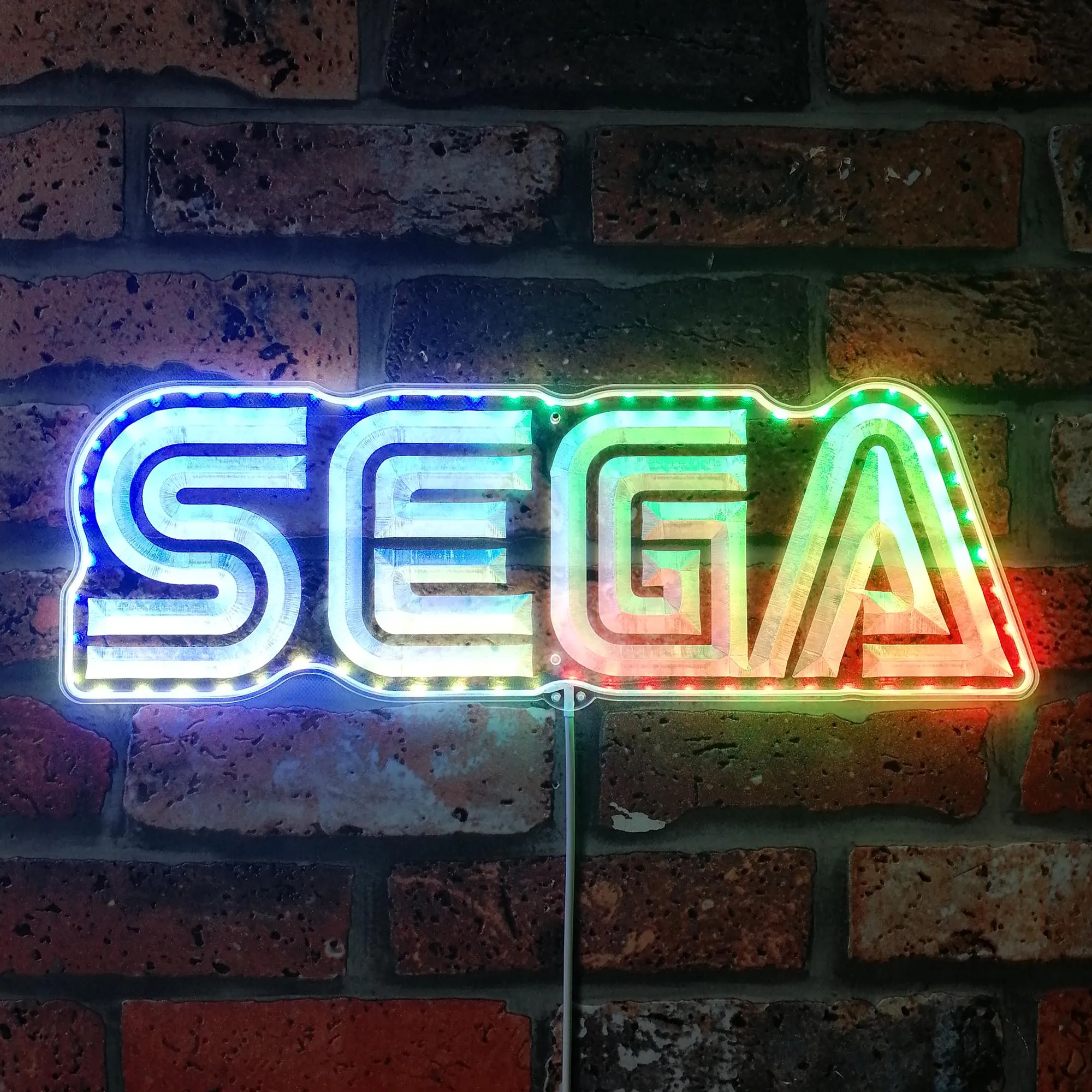 Sega Game Room Neon RGB Edge Lit LED Sign, Game Room Decor, Gaming Night Light