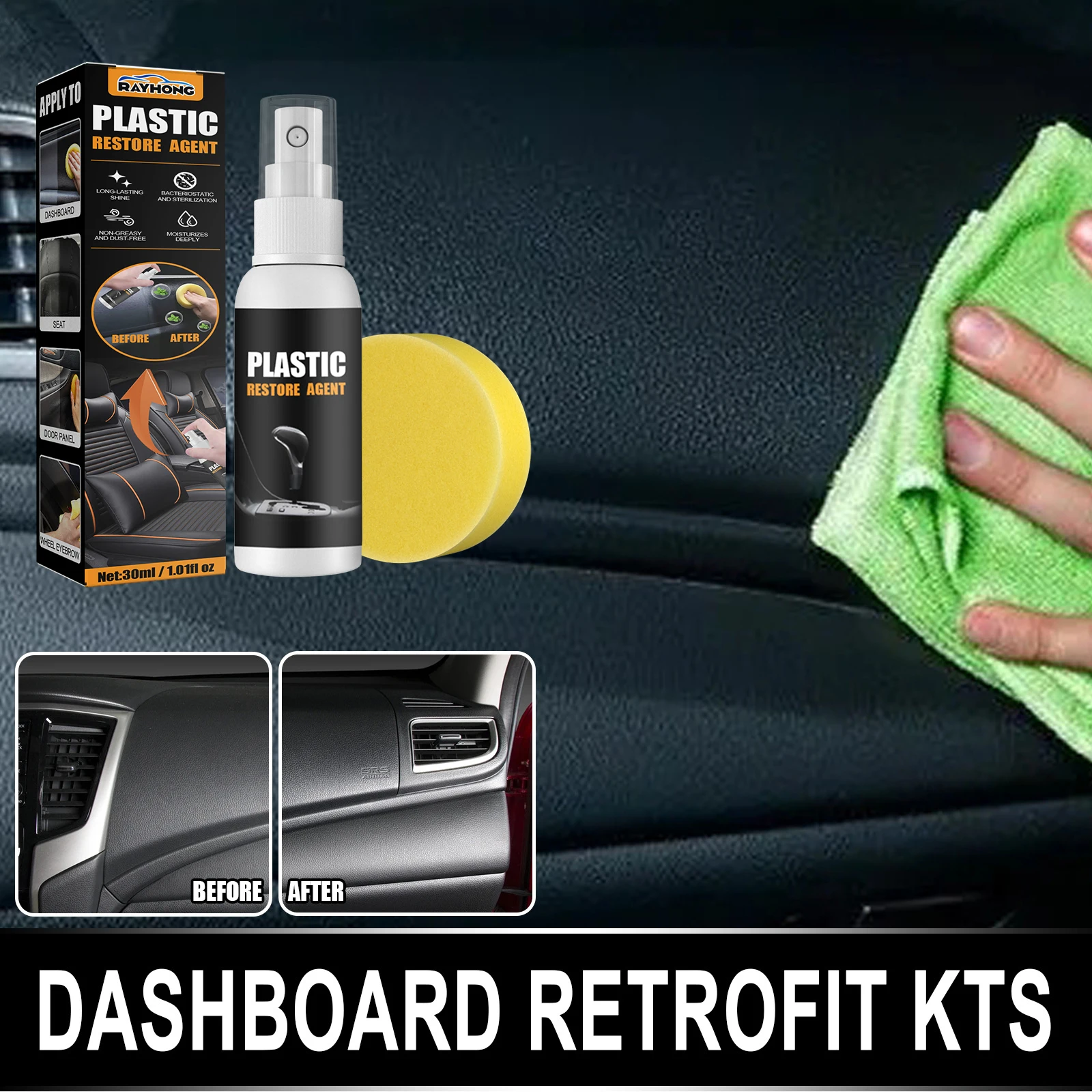 Car Interior Plastic Parts Refurbishing Agent Leather Wax Retreading Agent Auto Instrument Panel Car Dashboard Polishing Liquid