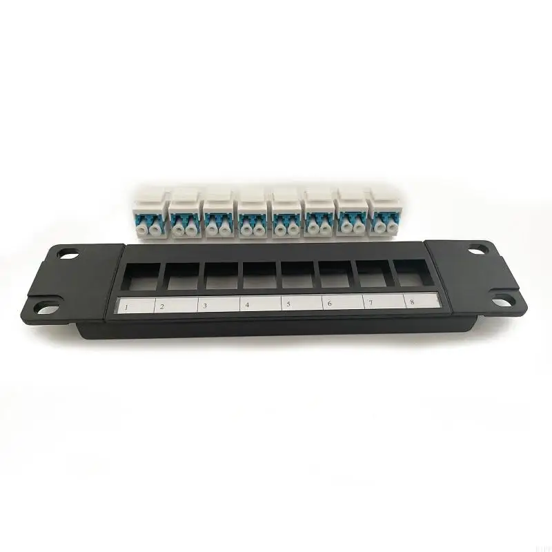 E1PF 8 Port Optical Fiber Through Coupler Patch Panel with Back Bar Wallmount or Rackmount for UTP STP Cabling