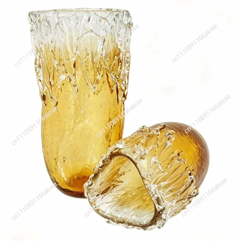 Middle ancient style Zibo glazed ornament glazed vase transparent gradual change simple modern living room bedroom ornament