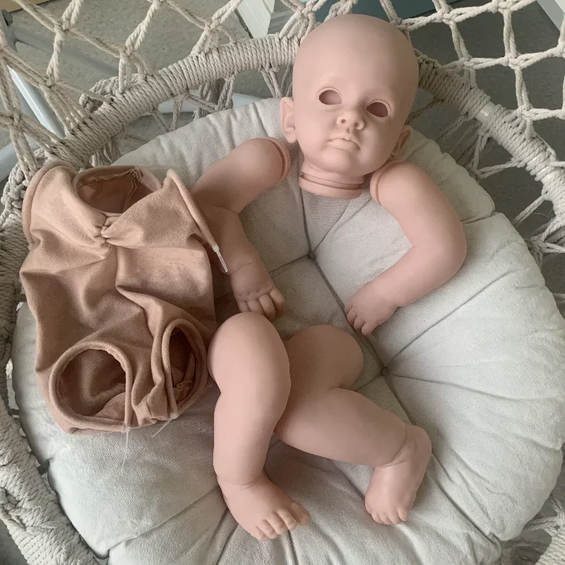 NPK 23inch Unpainted Unfinished Blank Kit Reborn Tutti DIY Doll Parts with Cloth Body and Eye
