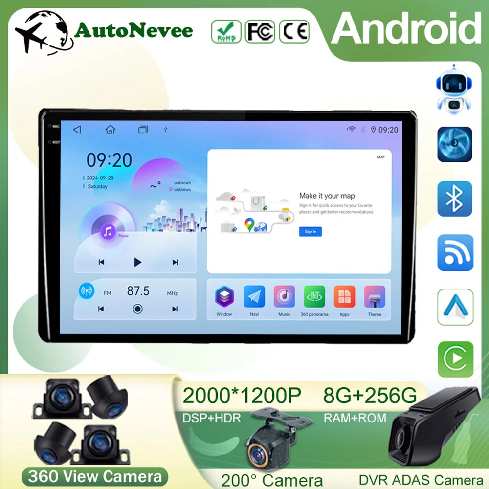 

Car Radio For Toyota Sienna 3 XL30 2014 - 2020 Android Multimedia Player 5G WIFI GPS Navigation High-Performance CPU QLED Screen