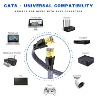 CAT8 Ethernet Cable 40Gbps Flat Nylon Braided Network Lan Cord for PC Modem Laptop PS 5 Router RJ45 Cable Ethernet Cat 8 5