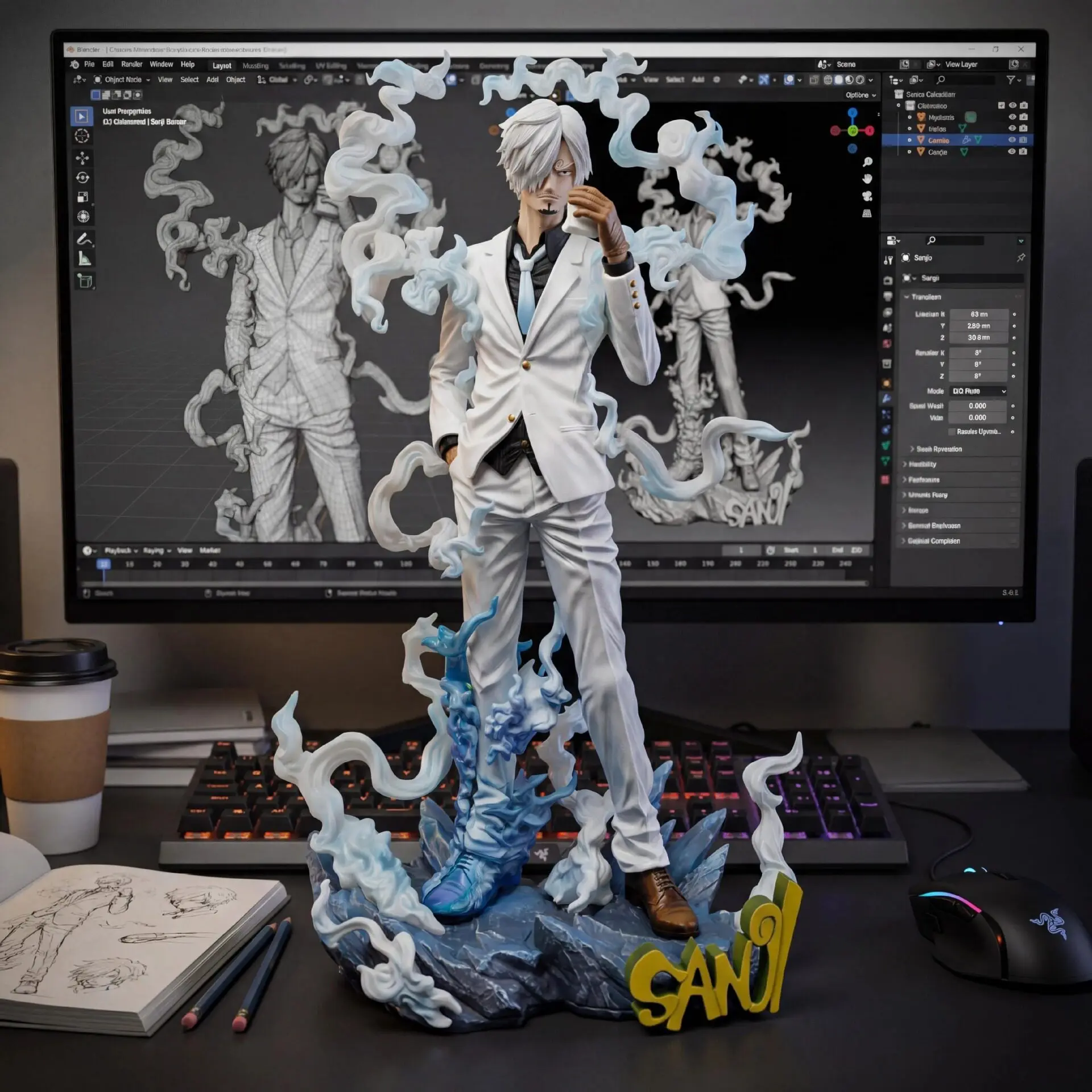 

One Piece Sanji Gk Anime Figure Statue Collectible Peripheral Desktop Decorative Ornament Creative Birthday Gift For Adult Male