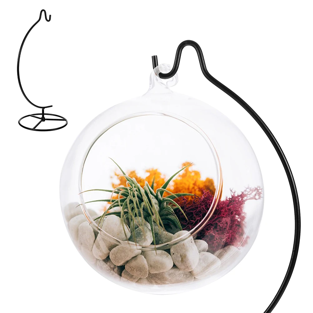 

2pcs Hydroponic Vase Stand Spiral Iron Design Space Saving Desktop Decor Garden Terrarium Display Air Plant Holder Glass Globe