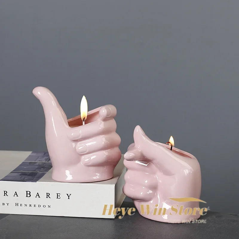 

Creative Fist Candle Cup Ceramic Candle Empty Cup Soy Wax Container Aromatherapy Candlestick Decorative Ornament