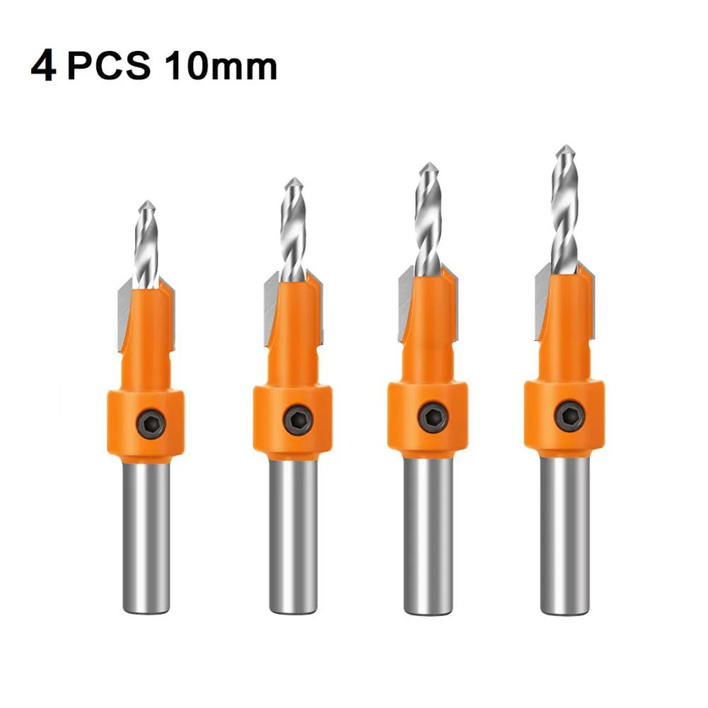 New Countersink Drill Bit Drill bits W/ Screw W/ Wrench 4pcs Chamfer tool Countersink Drill Bit Drill bits Set