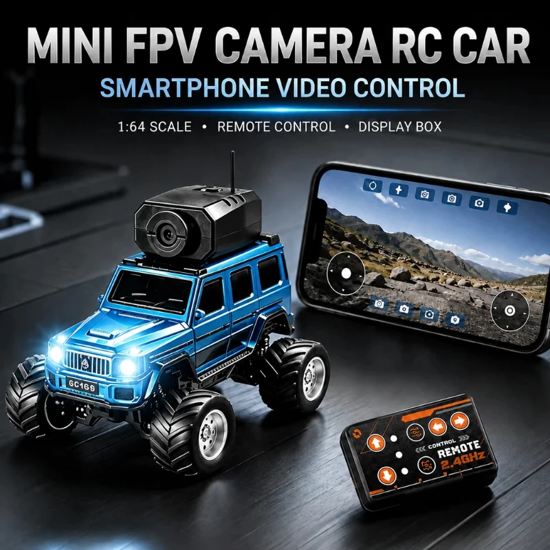 1:64 Scale Mini FPV Camera RC Car Remote Control SUV S`martphone APP Control Wireless Video Racing Model With Display Box