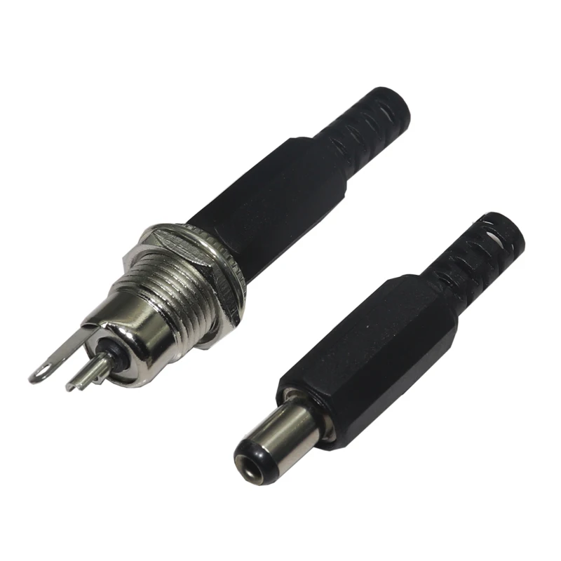 【10PCS】 DC12V 5.5 x 2.1mm Plastic Male Plugs 5.5*2.5mm DC Power Socket Female Jack Screw Nut Panel Mount Connector