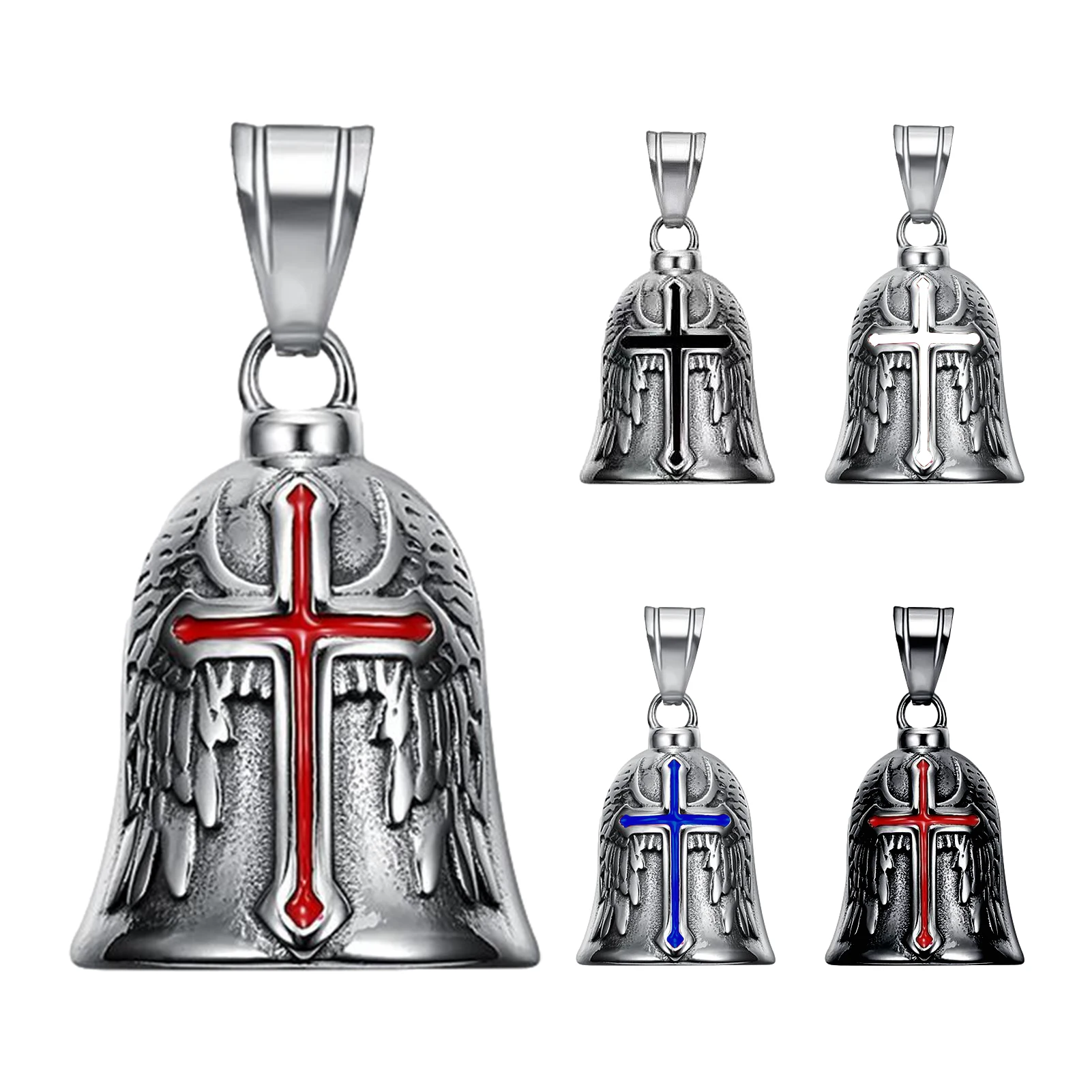 Retro Punk Style Guardian Bell Motorcycle Bells Men's Cross Lucky