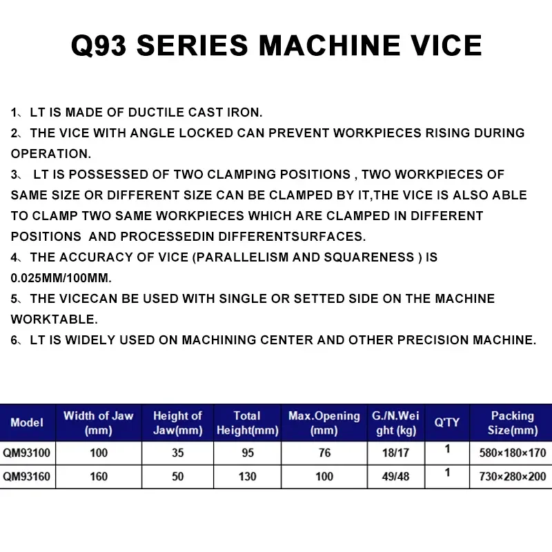 Universal Vice CNC Vise Self Centering Vise for Grinding Tapping Milling Machine