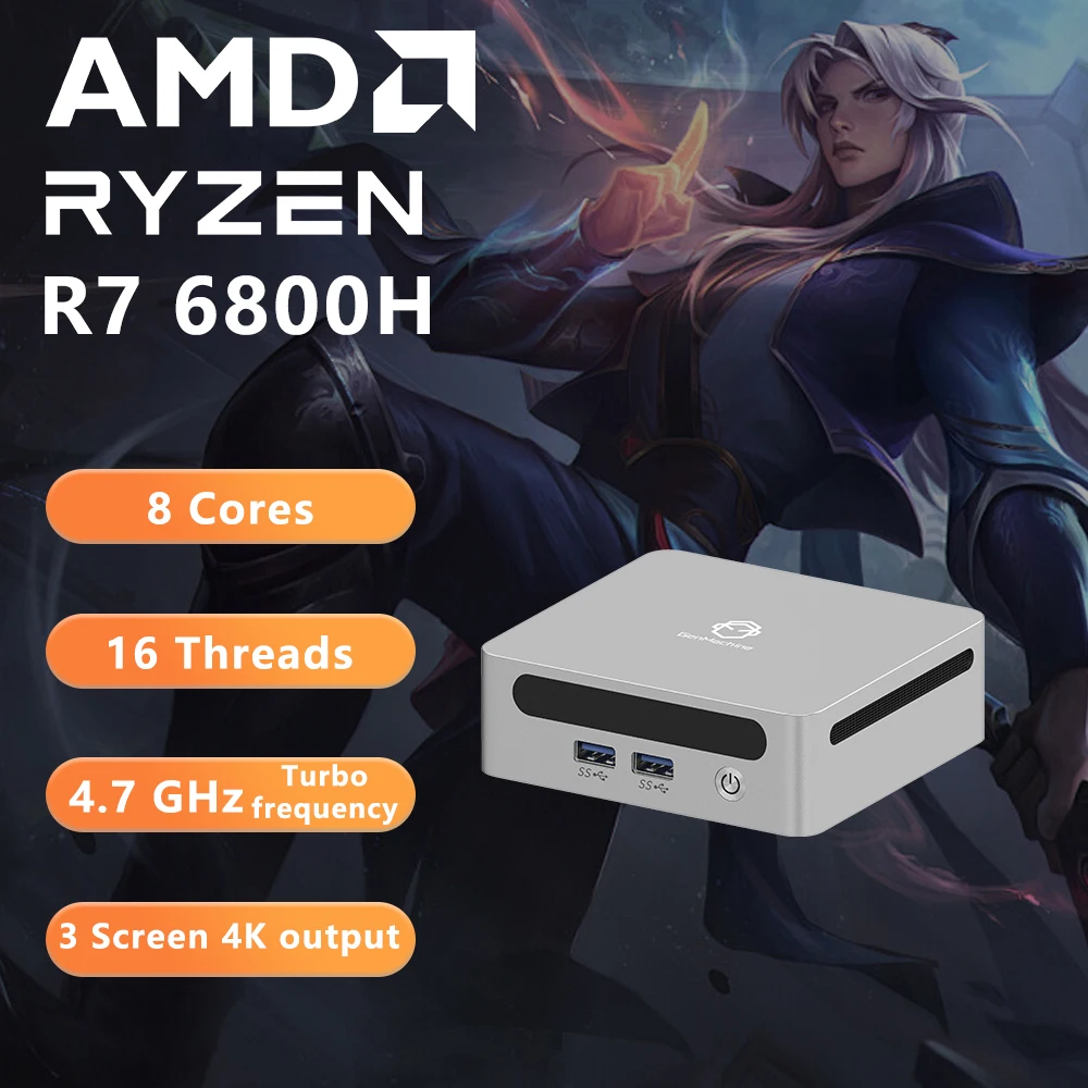 Windows 11 3.2Ghz LPDDR5 6400Mhz M.2 WIFI6 BT5.2 Diy Gaming GenMachine Ryzen Ren6000 Pro 6800H 6800U 7840U 7840U ES MINI PC
