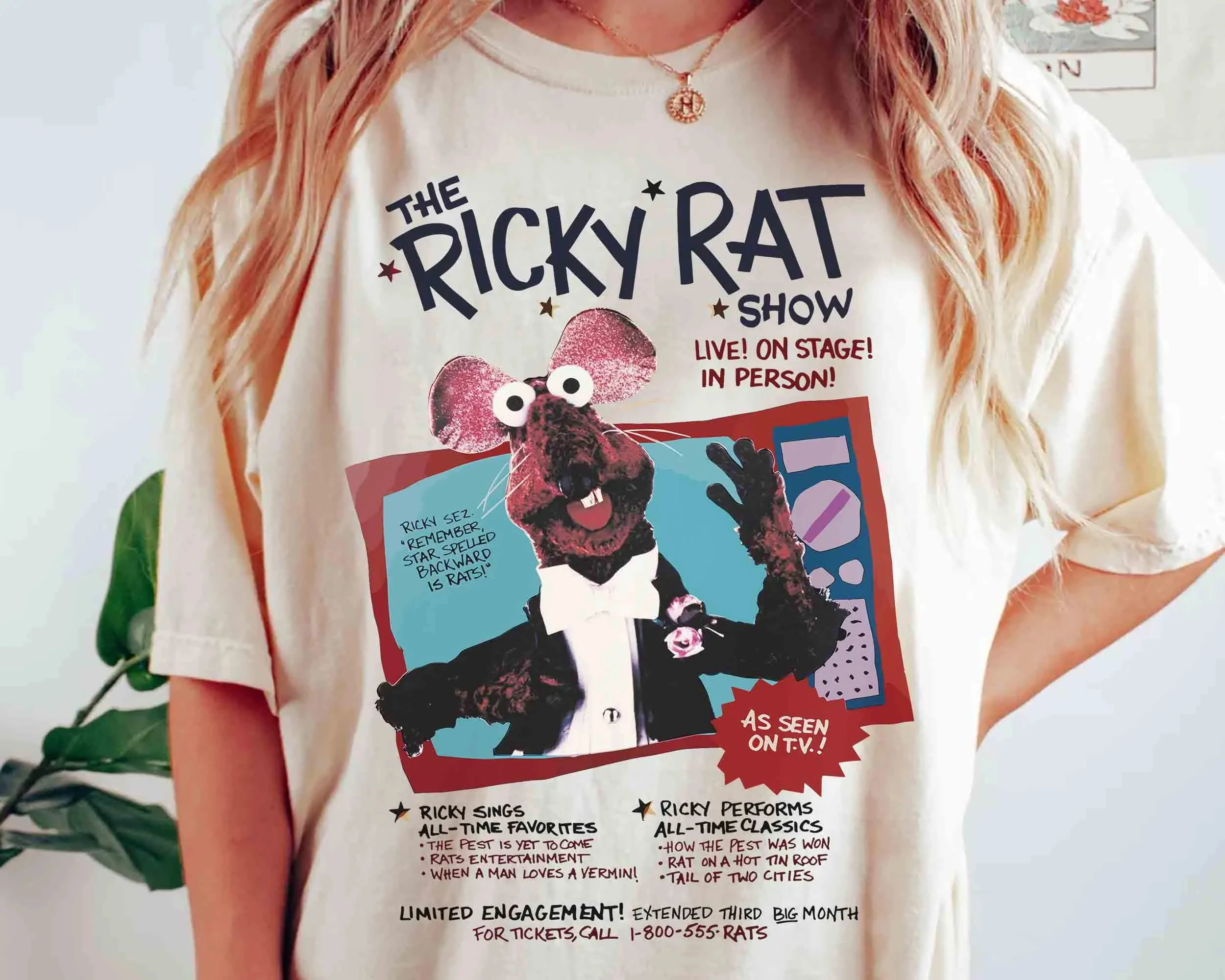 Disneys „The Muppet Show“ Finale Rizzo Mouse T-Shirt Baumwolle Ganzjahres-Basisschicht Damenkleidung Y2K Top Vintage