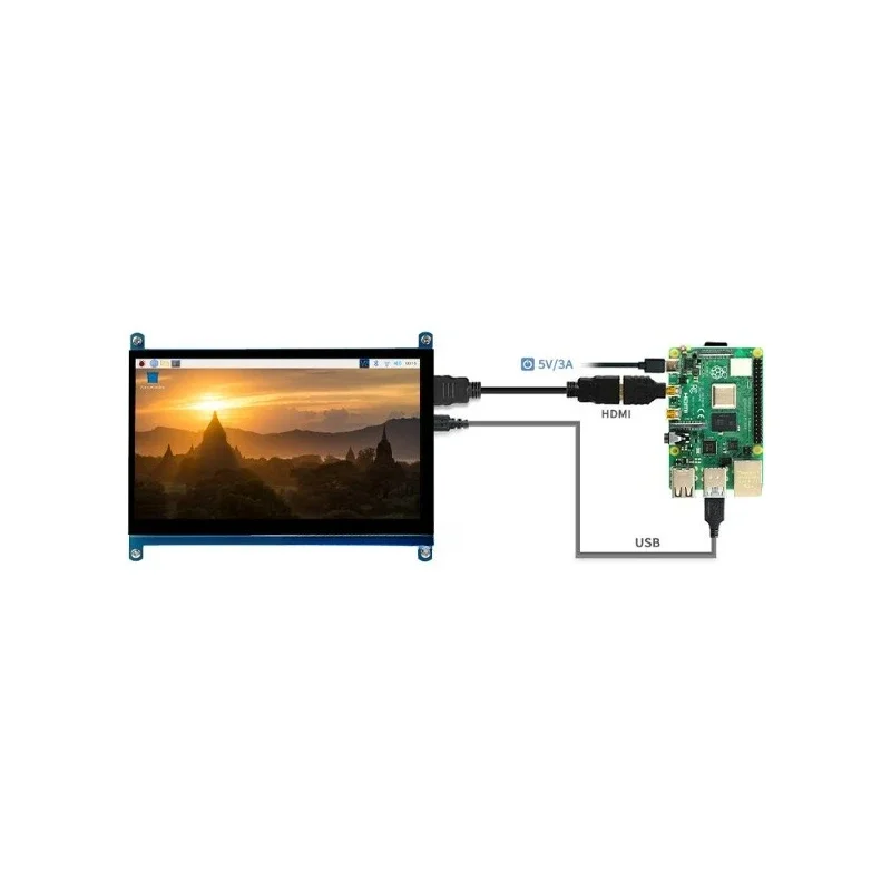 3B + 7-inch display C type, touch screen IPS screen HDMI ultra-clear LCD