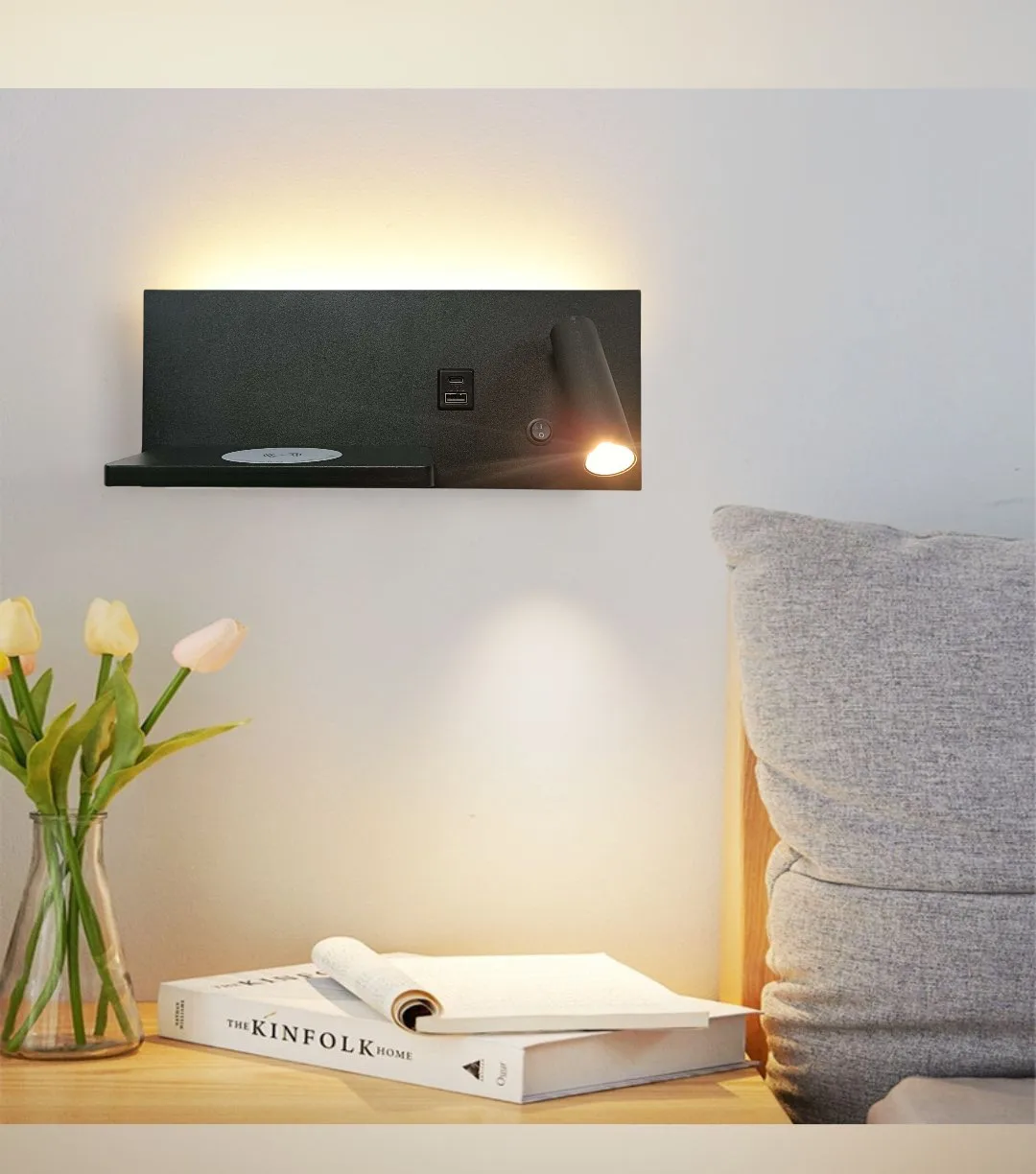 Bedside Reading Wall Lamp Nordic Modern LED Wall Light With Switch USB Indoor Lighting Room Decor For Bedroom Living Room Sconce
