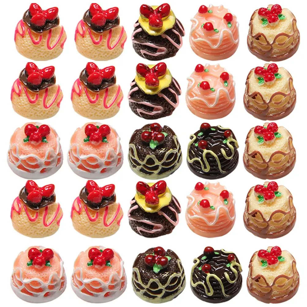 

50 Pcs Simulation Cake Accessories Lifelike Fake Cakes Decor Faux Model Decorative Small Delicate Models Toy