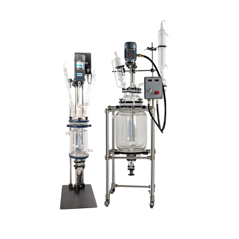 Laboratory electric heating stirring can be negative pressure vacuum test, double-layer glass reactor experimental distillation