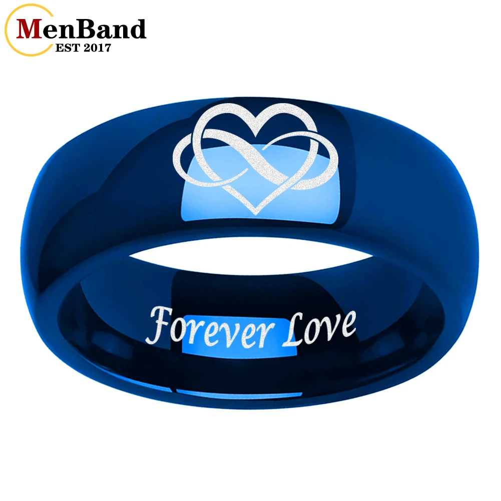 MenBand 6/8MM Laser Engraved Forever Love Logo Men Women Tungsten Wedding Band Ring Domed Polished Shiny Comfort Fit