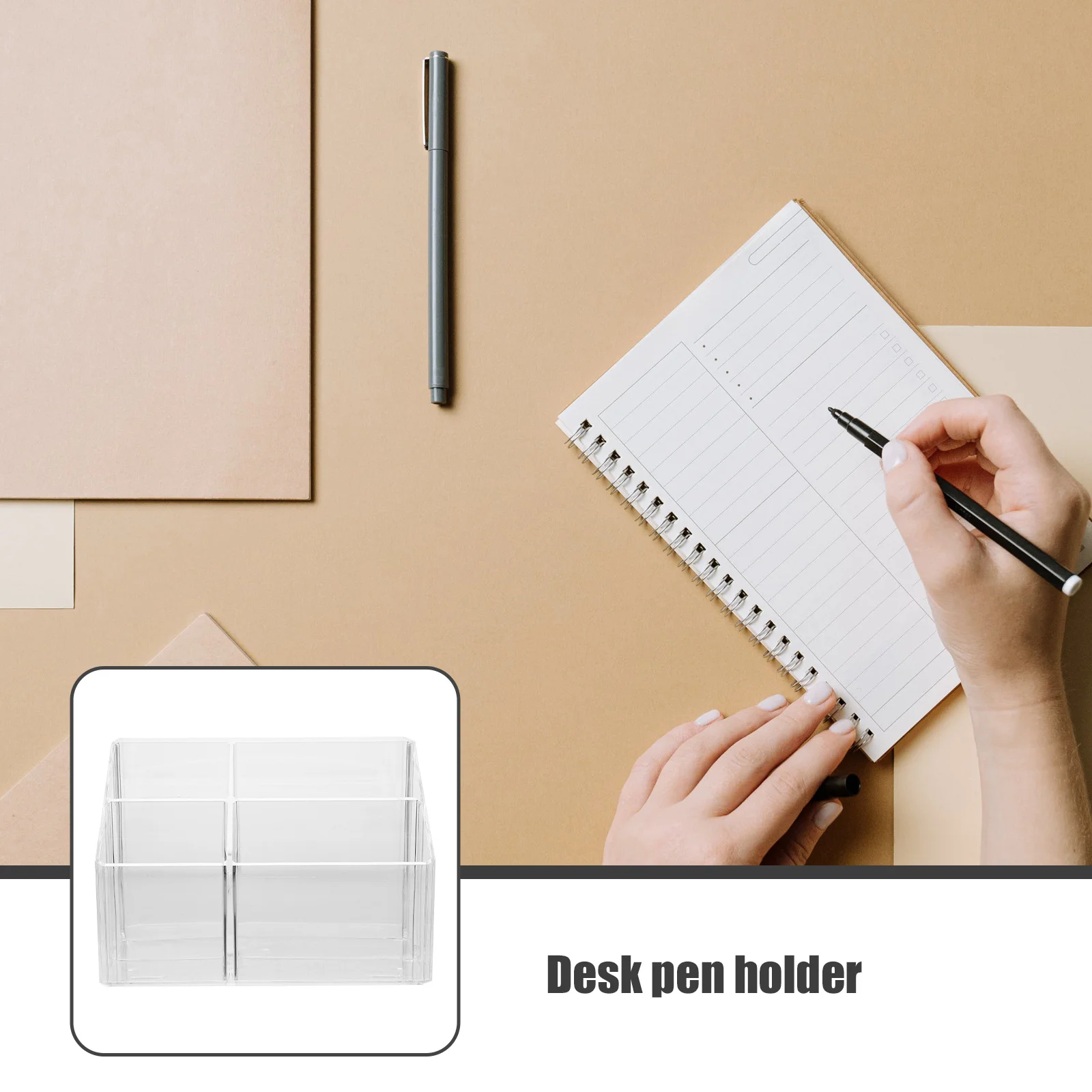 

Desktop Storage Box Clear Acrylic Organizer with Multiple Compartments for Pens Pencils Brushes Desk Accessories Office Home