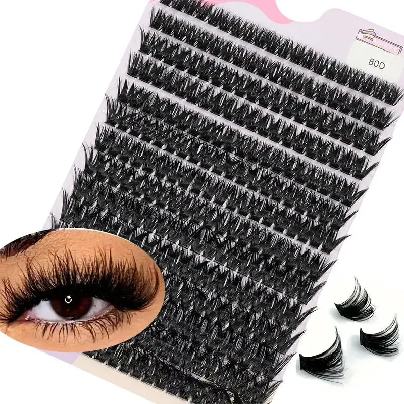 14列80Dふわふわまつげ束キット9-16mmまつげエクステキットふわふわドラマチックキャットアイ風80D個別まつげ束
