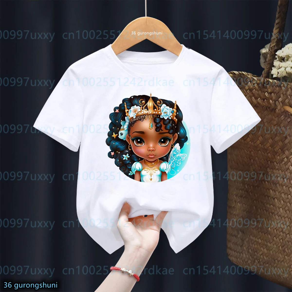 Happy Little Trees Photographic Drawing Black Girl Image Printing Girl Tshirt Fashion Cute Magic Black Girl Tshirt tops